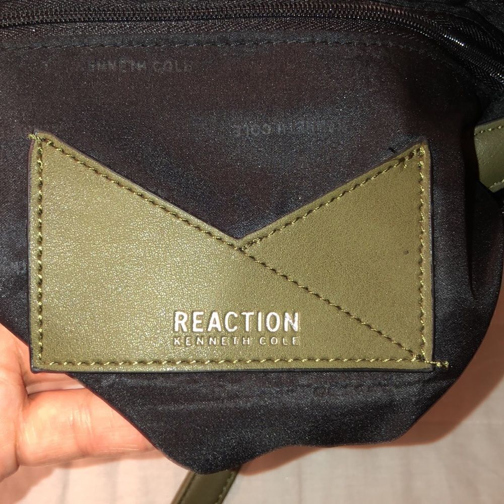 Kenneth Cole Reaction Camo Cactus Olive Green Faux Leather Crossbody Purse - Picture 11 of 16